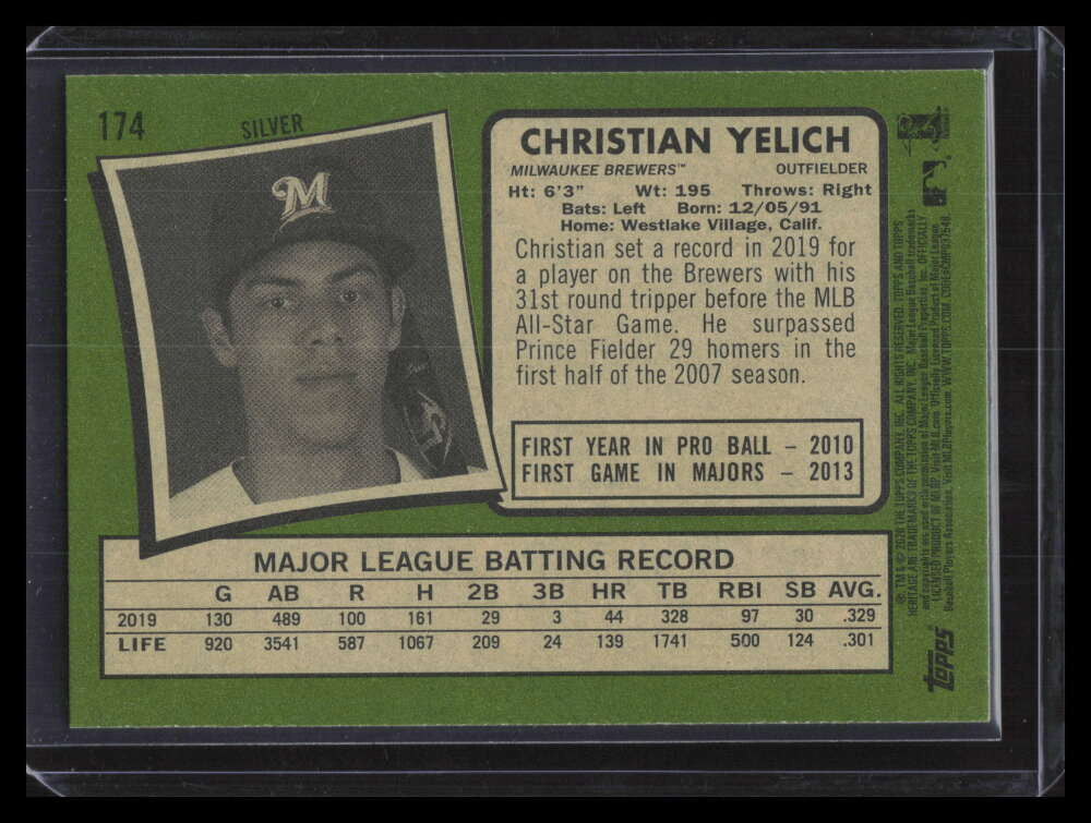 2020 Topps Heritage Silver Team Name Variations 174 Christian Yelich SP