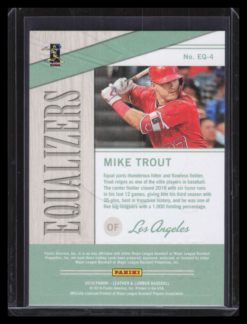 2019 Panini Leather and Lumber Equalizers Gold 4 Mike Trout 21/99