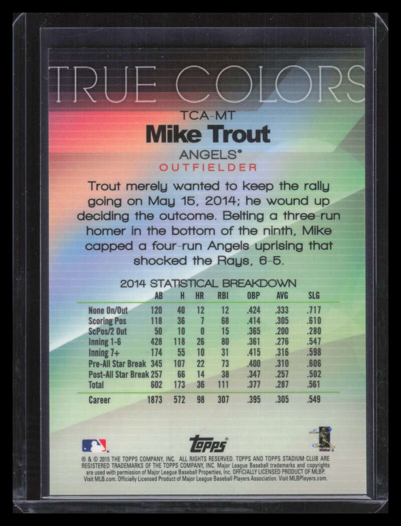 2015 Stadium Club True Colors Refractor TCAMT Mike Trout