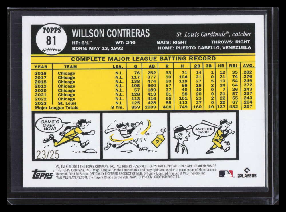 2024 Topps Archives Blue Foilboard 81 Willson Contreras 23/25