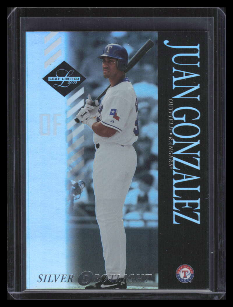 2003 Leaf Limited Silver Spotlight 37 Juan Gonzalez Rangers Standing 94/100