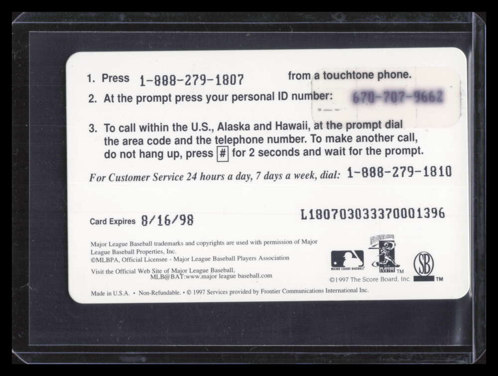 1997 Classic Phone Cards $100 Ken Griffey Jr. 149500