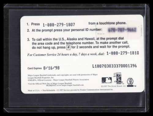 1997 Classic Phone Cards $100 Ken Griffey Jr. 149500