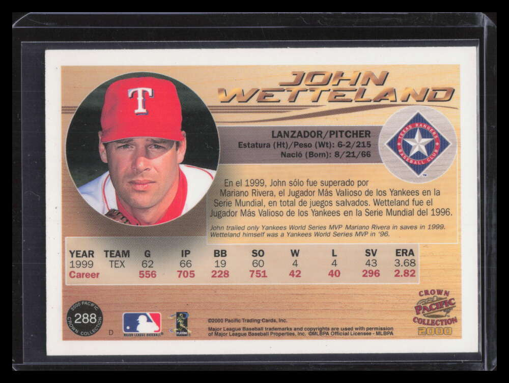 2000 Pacific Crown Collection Premiere Date 288 John Wetteland 4/27