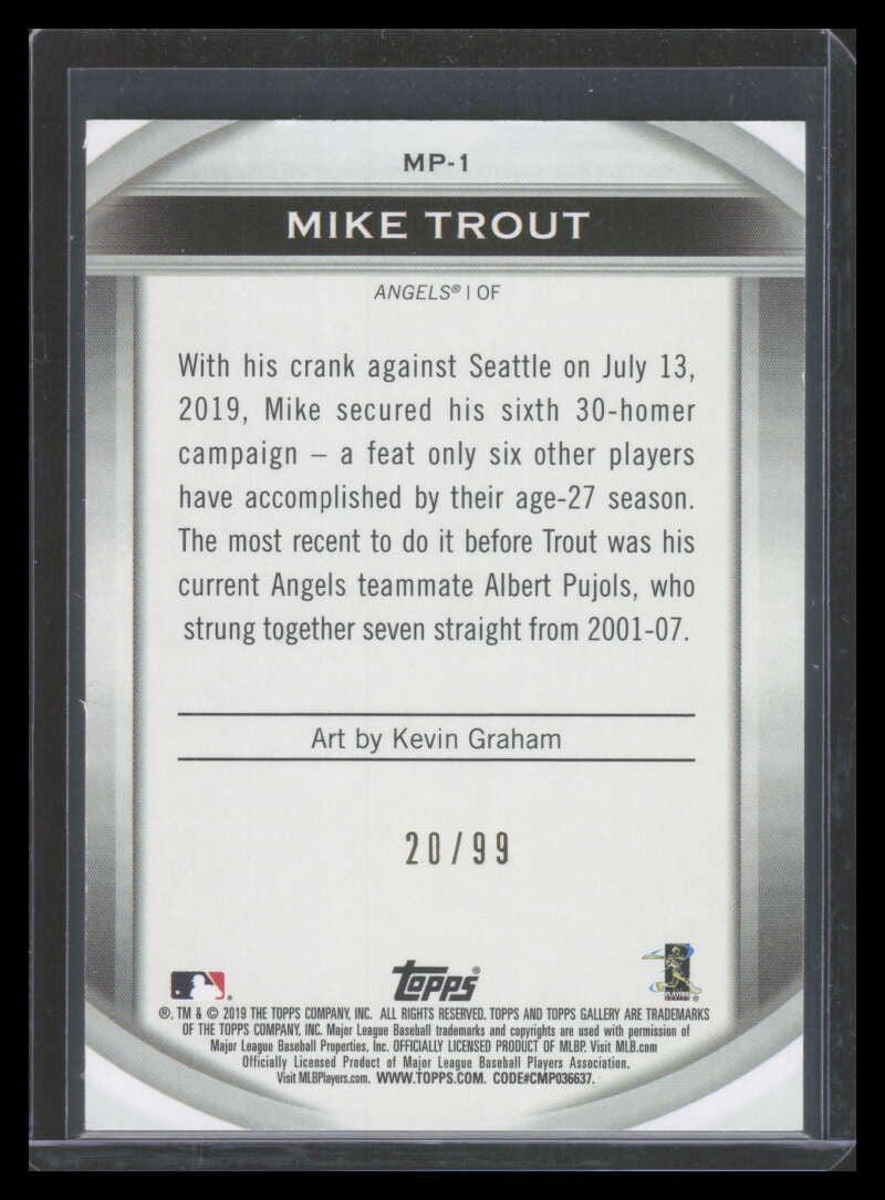 2019 Topps Gallery Masterpiece Blue mp1 Mike Trout 20/99