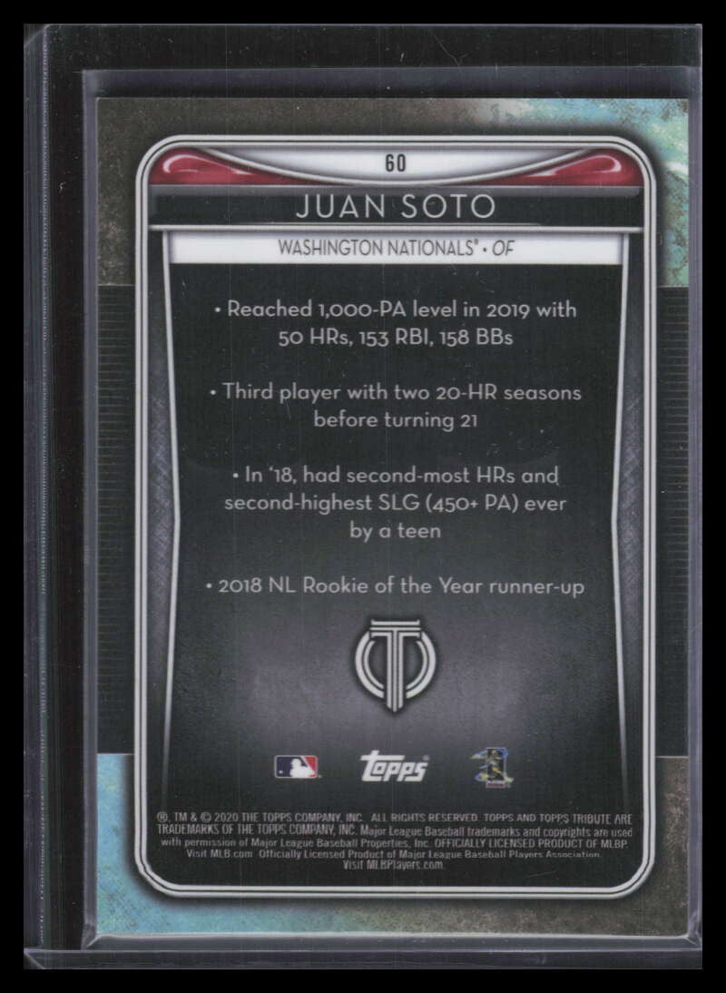 2020 Topps Tribute Purple 60 Juan Soto 18/50