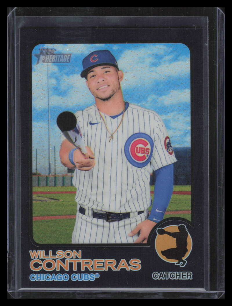 2022 Topps Heritage Chrome Black Refractor 46 Willson Contreras 18/73