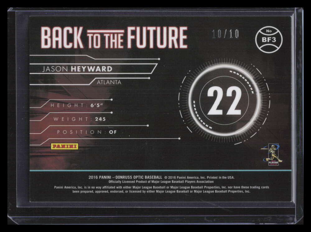 2016 Donruss Optic Back to the Future Gold Refractor bf3 Jason Heyward 10/10