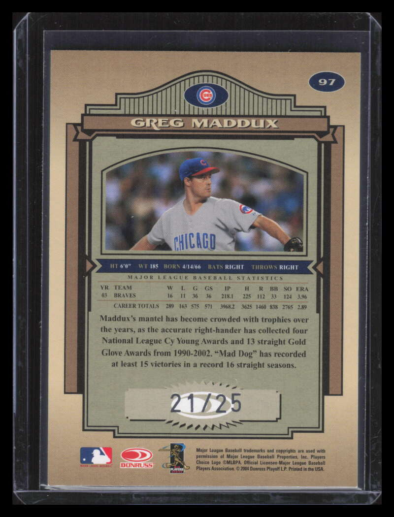 2004 Timeless Treasures Silver 97 Greg Maddux 21/25