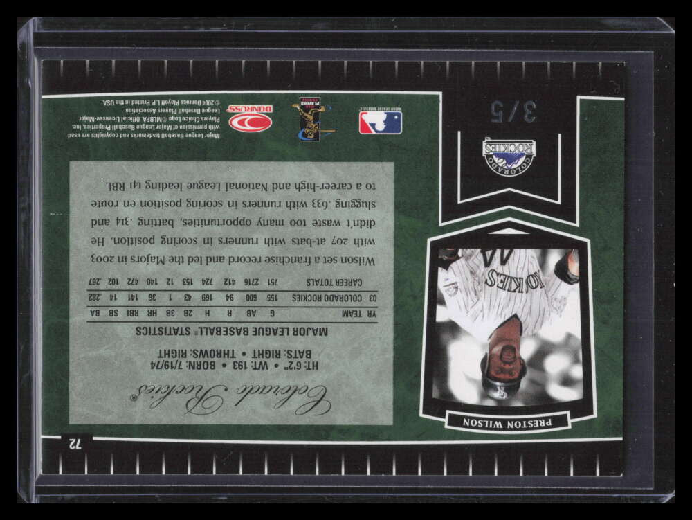 2004 Leaf Certified Cuts Marble Emerald 72 Preston Wilson 3/5