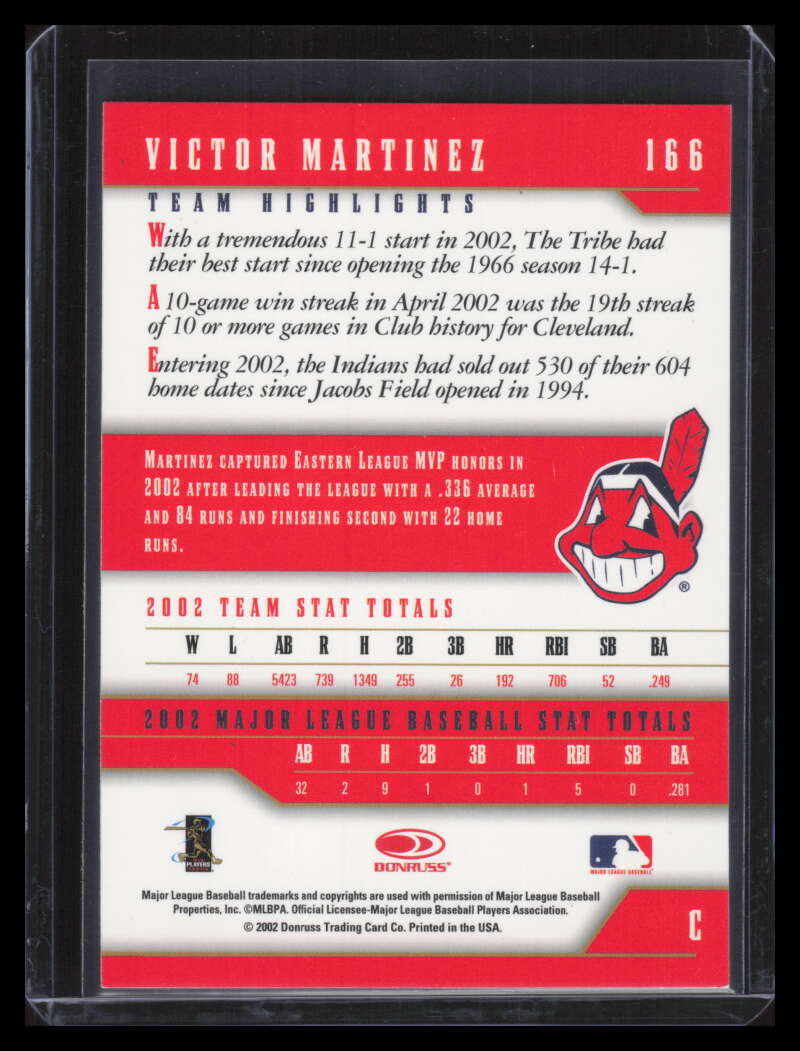 2003 Donruss Team Heroes Master Team Set 166 Victor Martinez 3/15