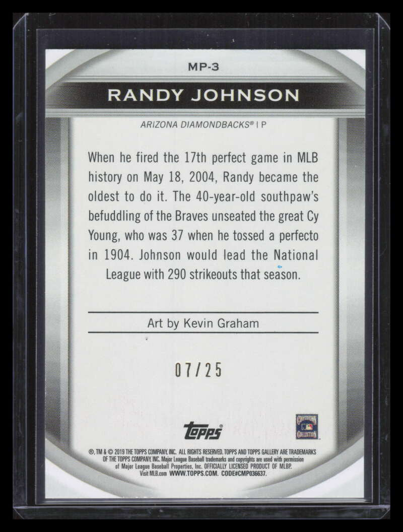 2019 Topps Gallery Masterpiece Orange mp3 Randy Johnson 7/25