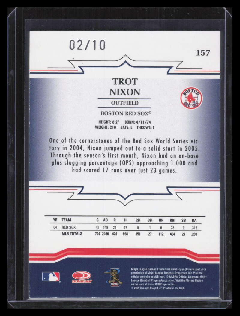 2005 Throwback Threads Platinum Blue 157 Trot Nixon 2/10