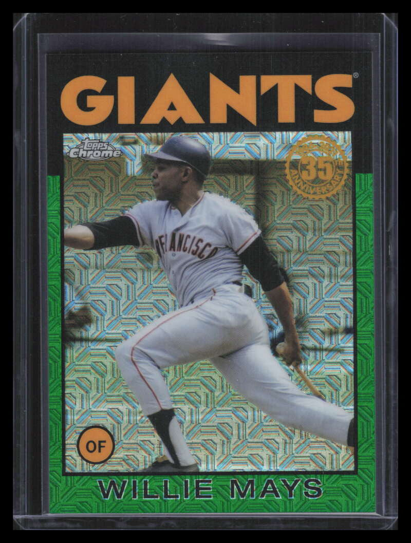 2021 Topps '86 Silver Pack Chrome Series 2 Green Refractor Willie Mays 83/99