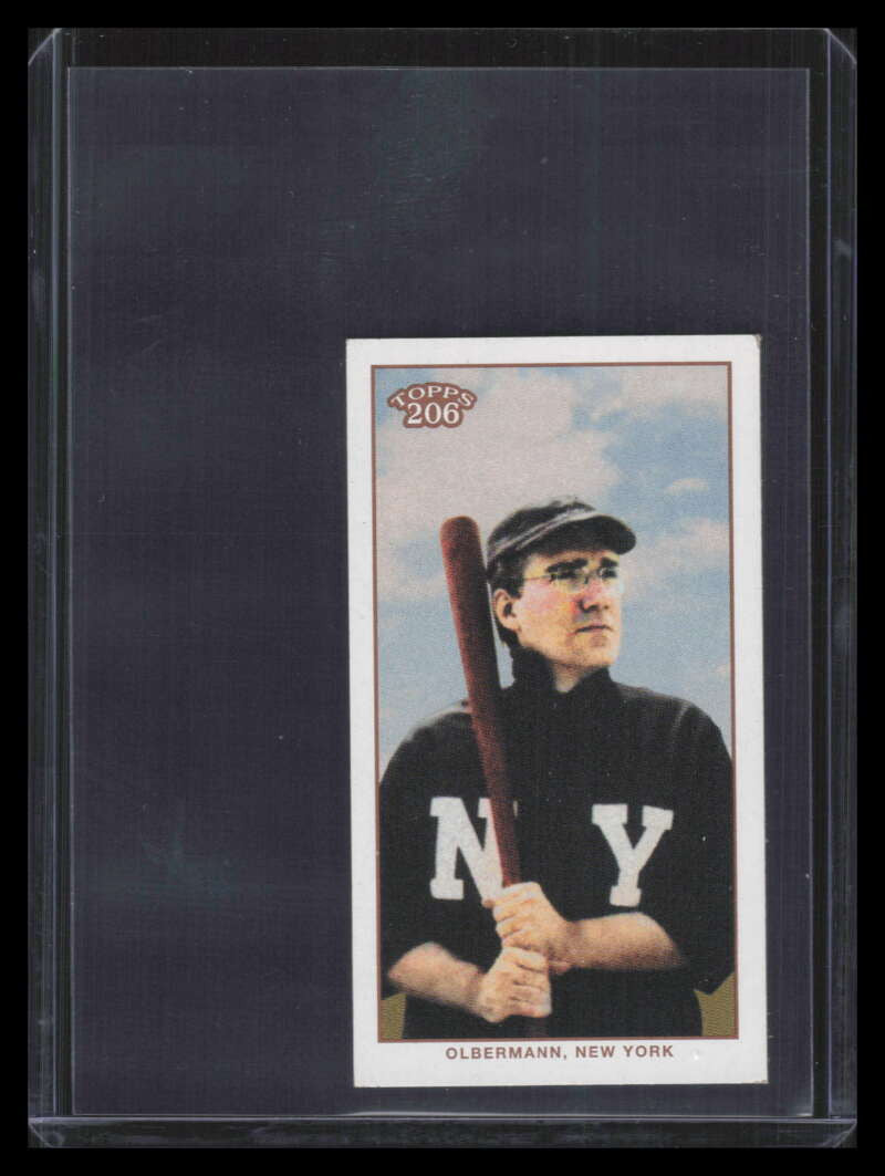 2002 Topps 206 Olbermann Promos 3 Keith Olbermann Holding Bat Blue Background
