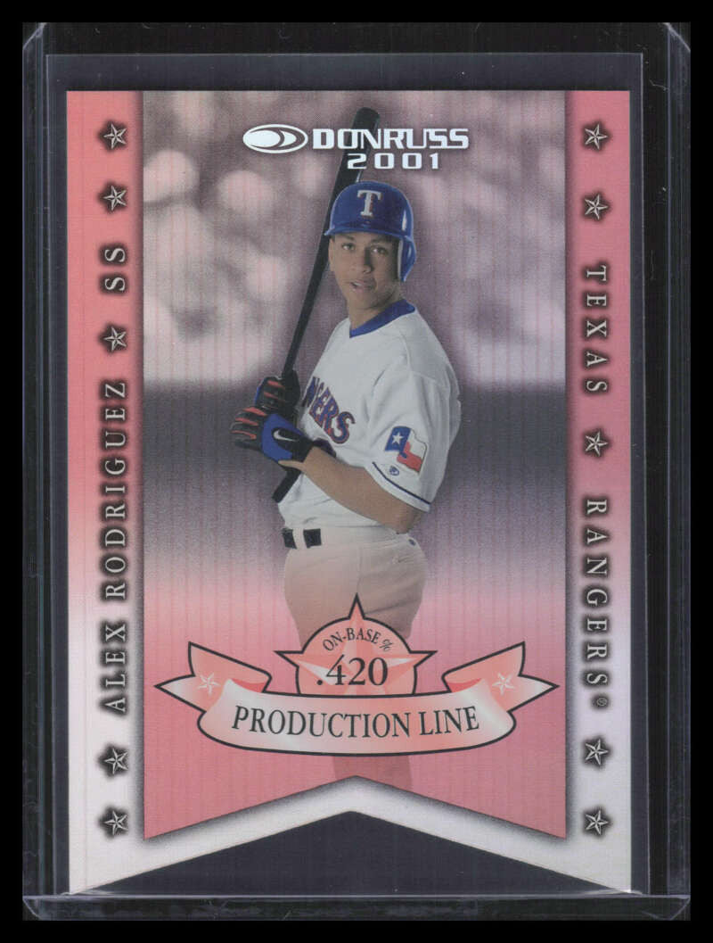 2001 Donruss Production Line Die Cuts pl14 Alex Rodriguez OBP 82/100