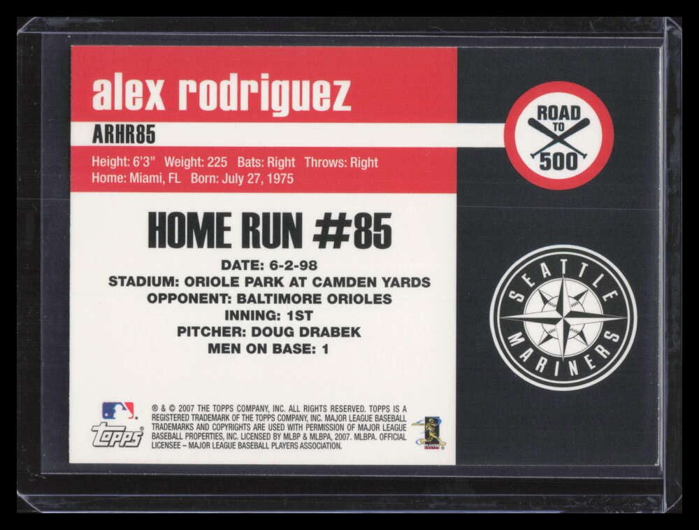 2007 Topps Alex Rodriguez Road to 500 arhr85 Alex Rodriguez Opening Day 150041