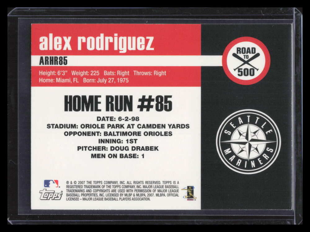 2007 Topps Alex Rodriguez Road to 500 arhr85 Alex Rodriguez Opening Day 150042