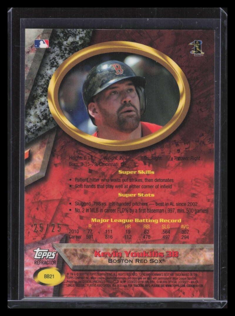 2011 Bowman Bowman's Best X-Fractor bb21 Kevin Youkilis 25/25