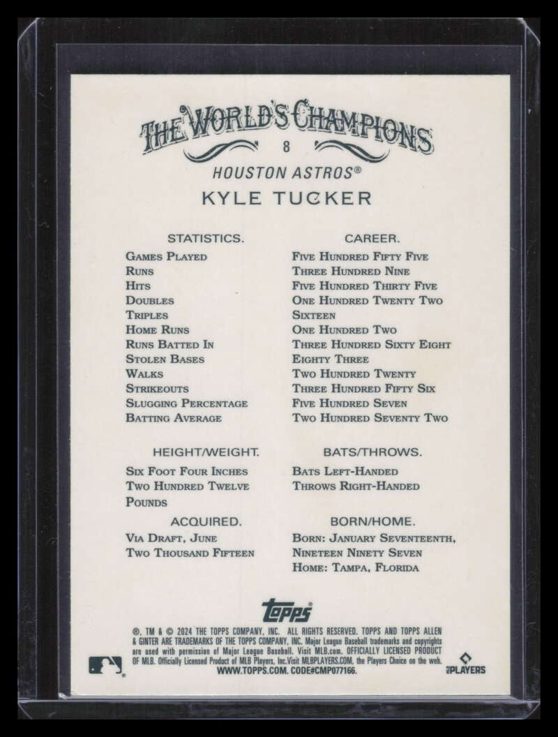 2024 Topps Allen and Ginter Chrome Gold Refractor 8 Kyle Tucker 11/50