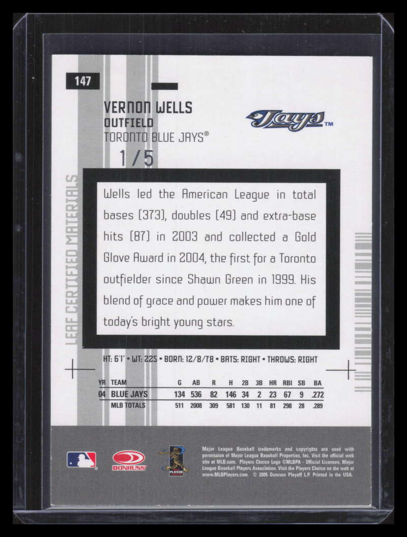 SOLD 162895 2005 Leaf Certified Materials Mirror Emerald 147 Vernon Wells 1/5