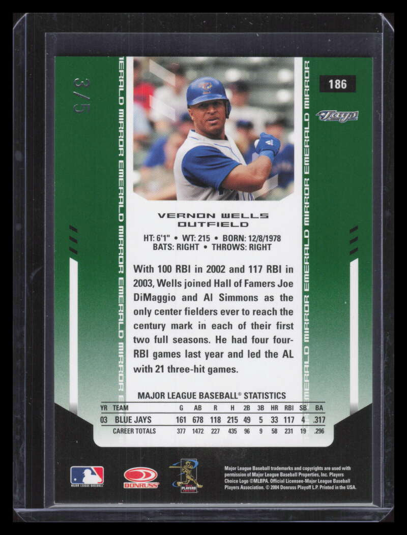 SOLD 162896 2004 Leaf Certified Materials Mirror Emerald 186 Vernon Wells 3/5