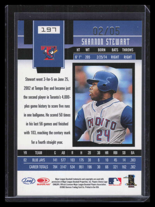 2003 Leaf Certified Materials Mirror Emerald 197 Shannon Stewart 2/5