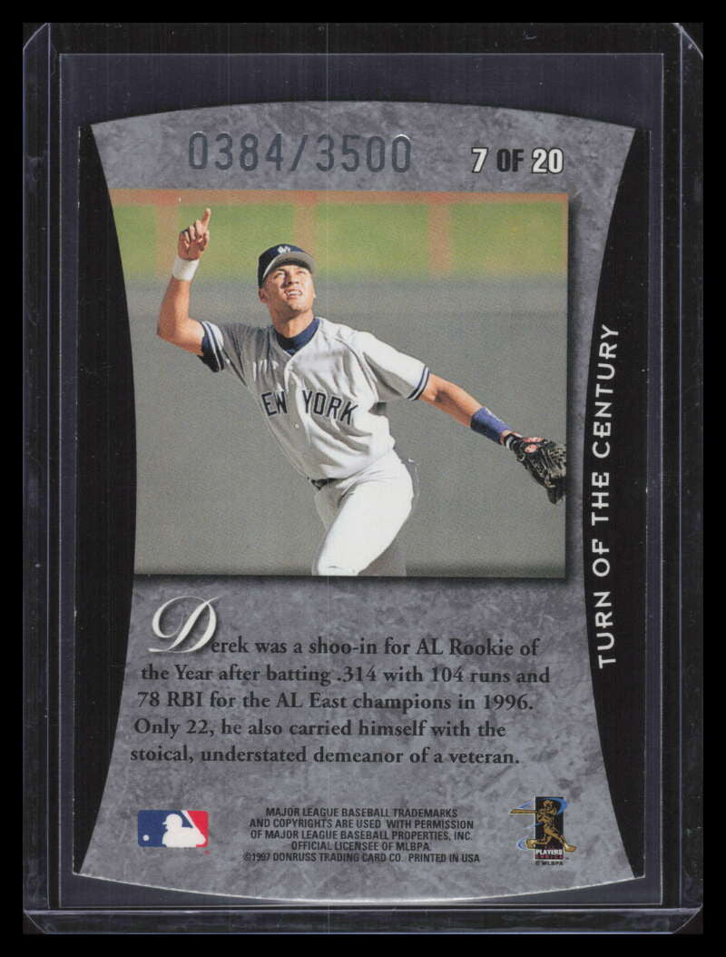 DELETE 162929 1997 Donruss Elite Turn of the Century Die Cuts 7 Derek Jeter 384/500