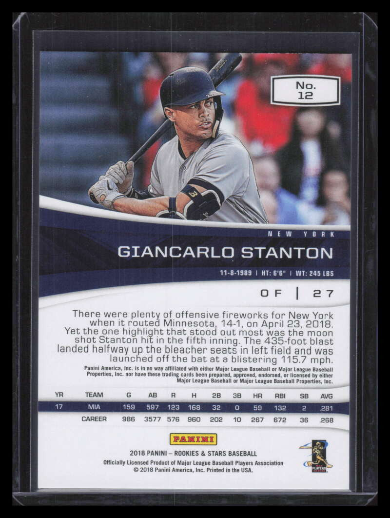2018 Rookies and Stars Green 12 Giancarlo Stanton 2/5