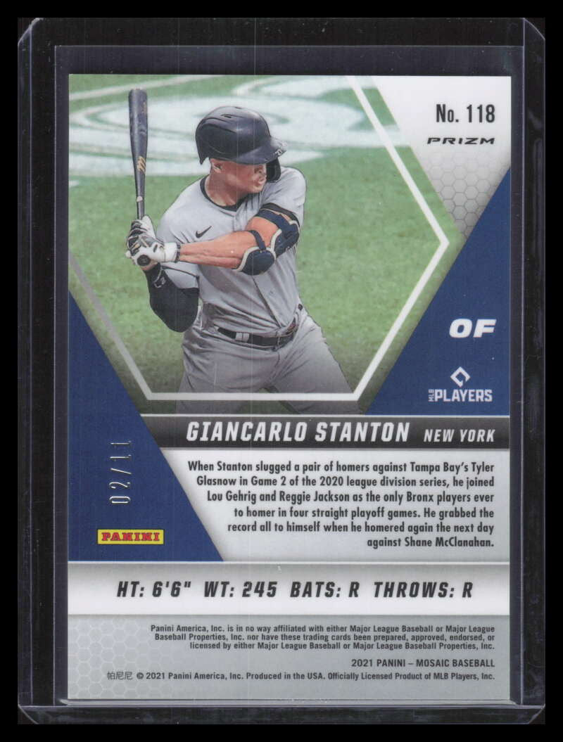 2021 Panini Mosaic Mosaic Green Swirl Refractor 118 Giancarlo Stanton 2/11