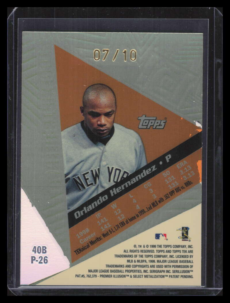 1999 Topps Tek Gold Pattern 26 40b Orlando Hernandez Away 7/10