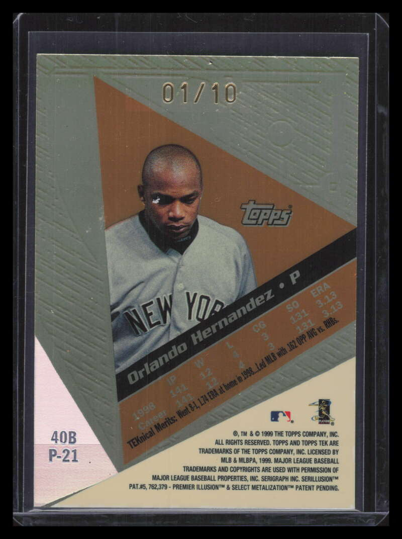 1999 Topps Tek Gold Pattern 21 40b Orlando Hernandez Away 1/10