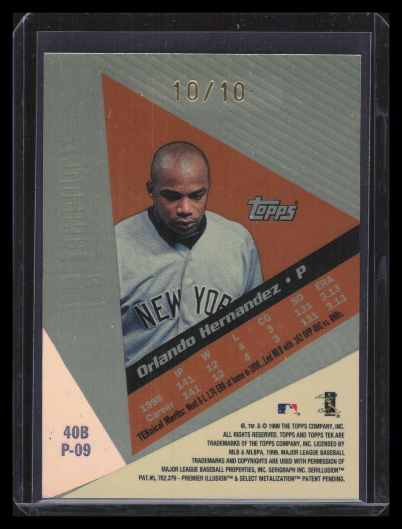 1999 Topps Tek Gold Pattern 9 40b Orlando Hernandez Away 10/10