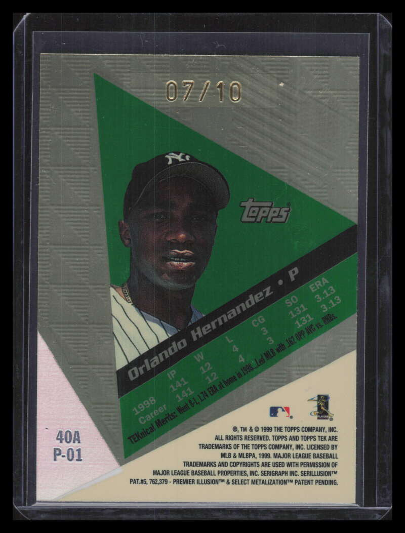1999 Topps Tek Gold Pattern 1 40a Orlando Hernandez 7/10