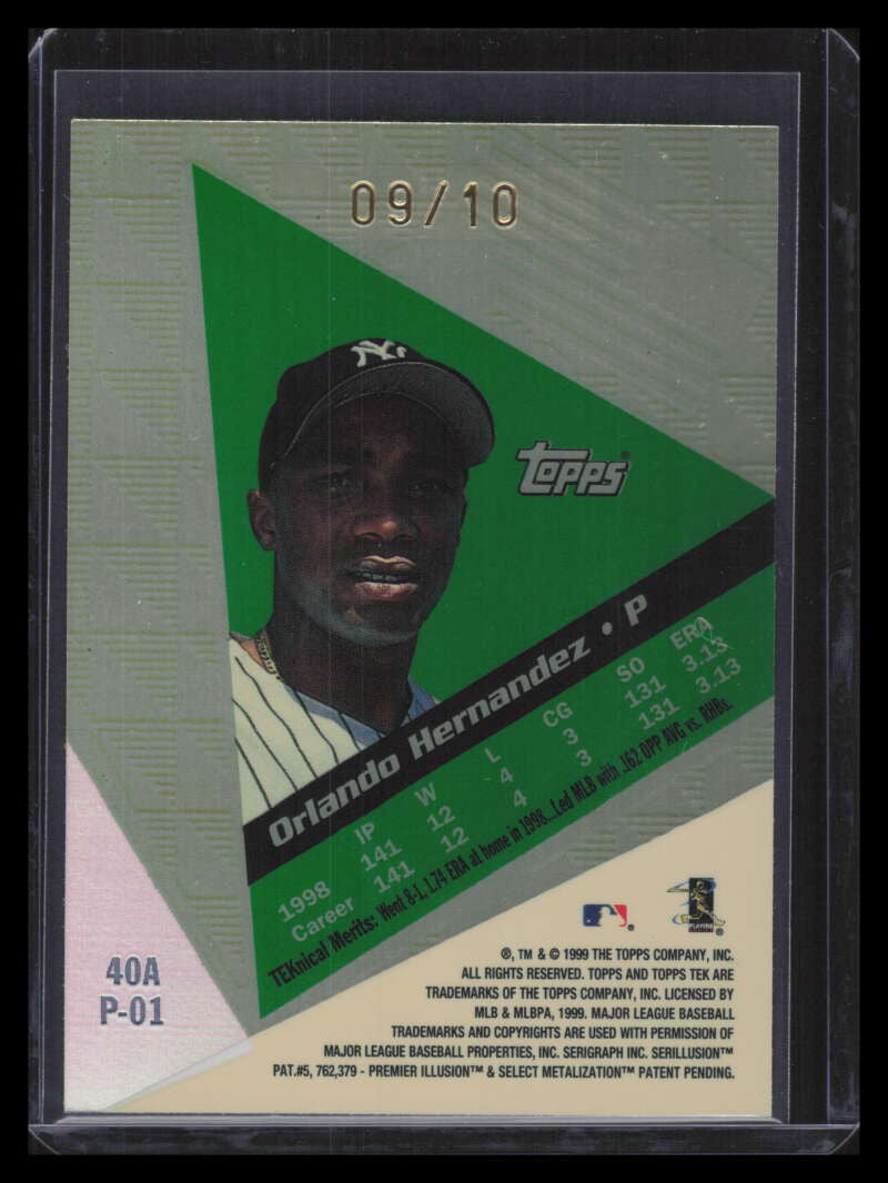 1999 Topps Tek Gold Pattern 1 40a Orlando Hernandez 9/10