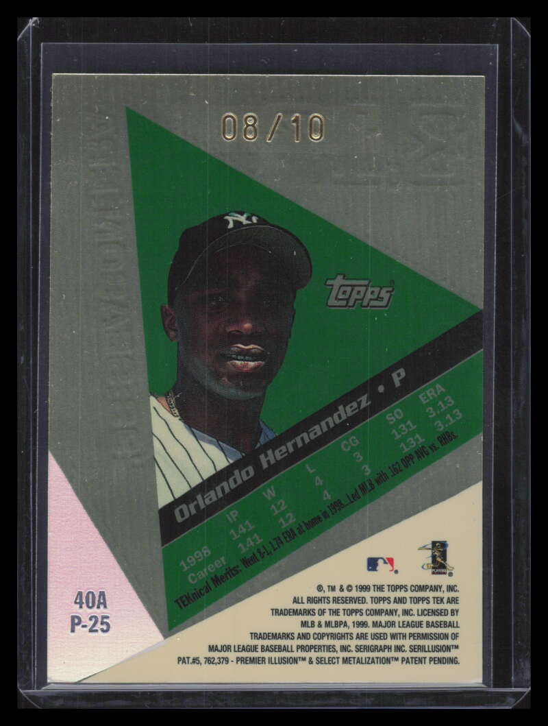 1999 Topps Tek Gold Pattern 25 40a Orlando Hernandez 8/10