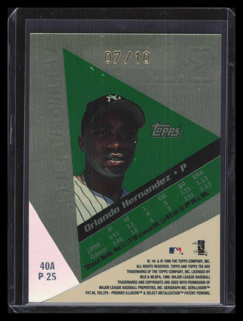 1999 Topps Tek Gold Pattern 25 40a Orlando Hernandez 7/10