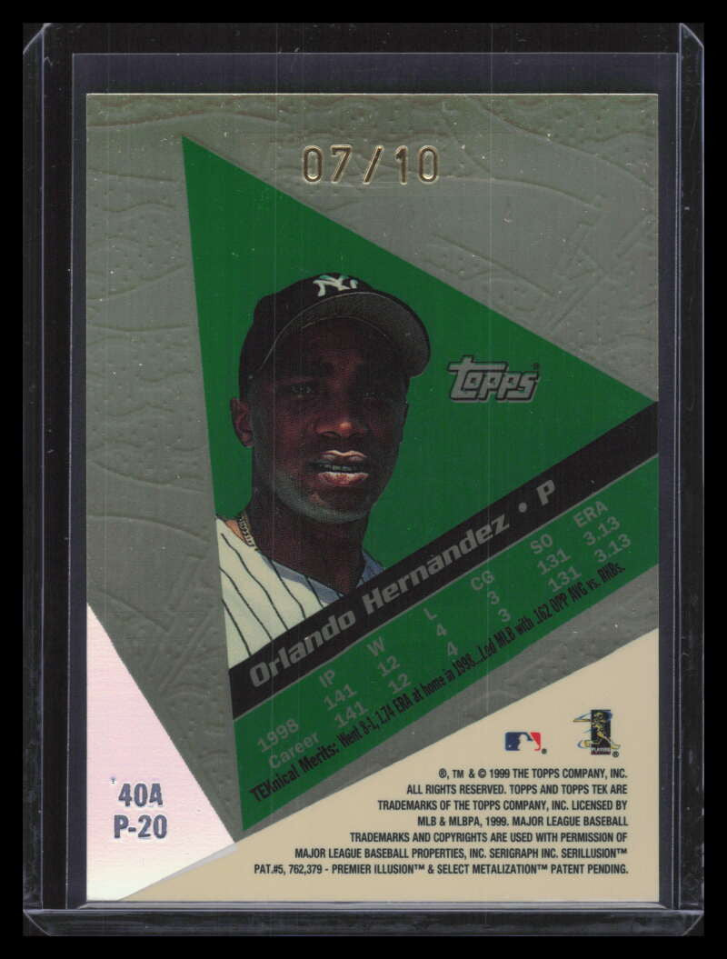 1999 Topps Tek Gold Pattern 20 40a Orlando Hernandez 7/10