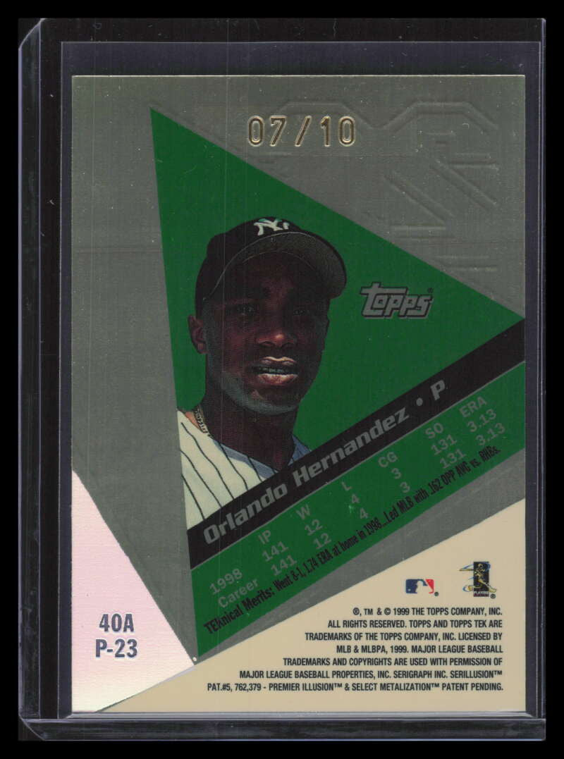 1999 Topps Tek Gold Pattern 23 40a Orlando Hernandez 7/10