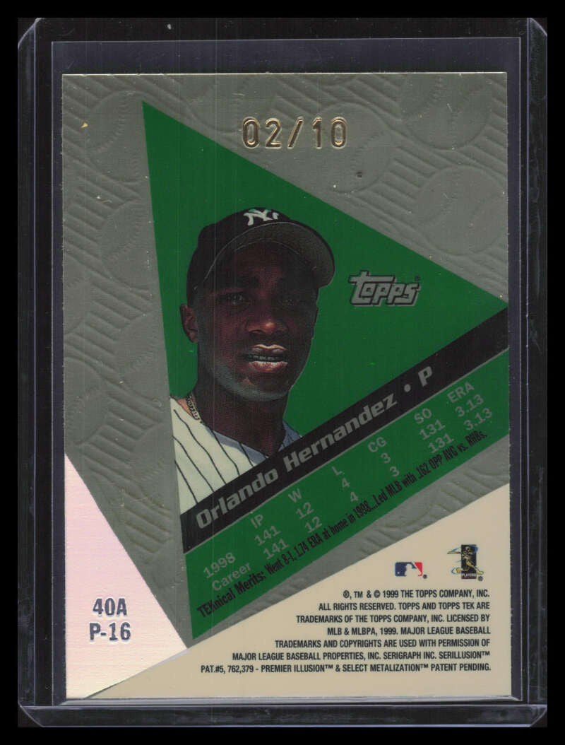 1999 Topps Tek Gold Pattern 16 40a Orlando Hernandez 2/10