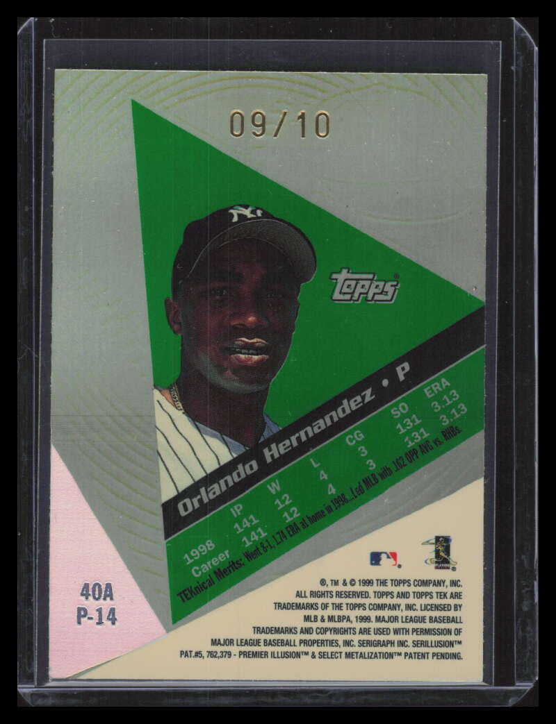 1999 Topps Tek Gold Pattern 14 40a Orlando Hernandez 9/10