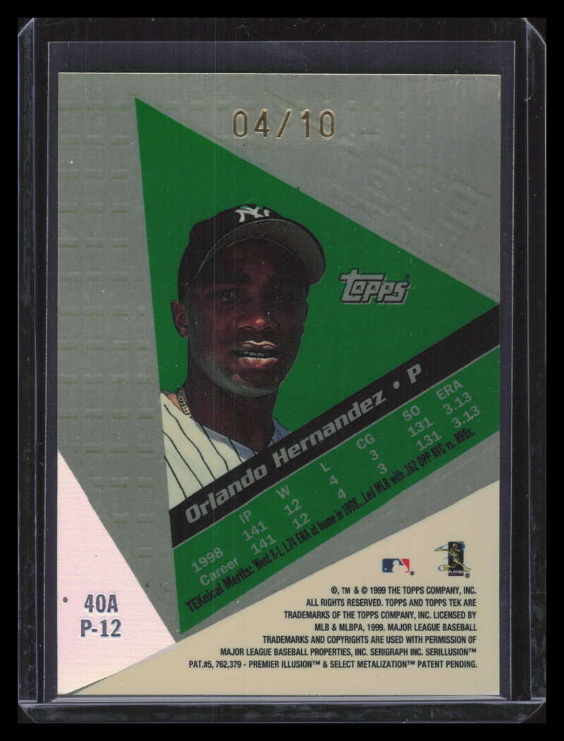 1999 Topps Tek Gold Pattern 12 40a Orlando Hernandez 4/10