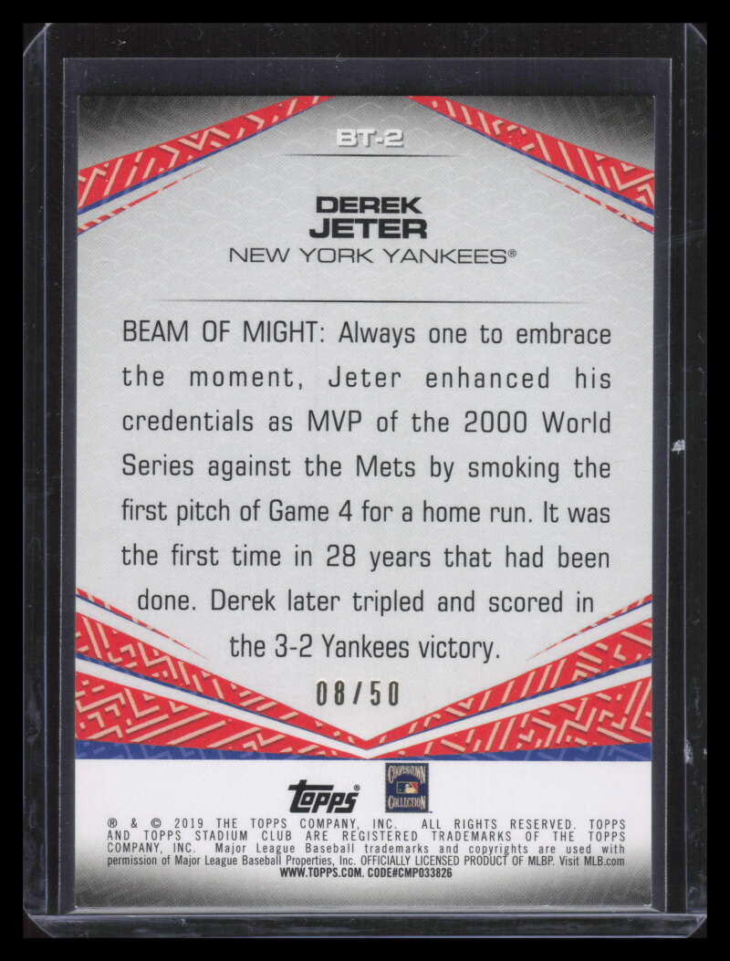 2019 Stadium Club Beam Team Orange bt2 Derek Jeter 8/50
