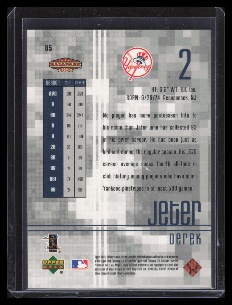 2002 Upper Deck Ballpark Idols Bronze 85 Derek Jeter 31/100