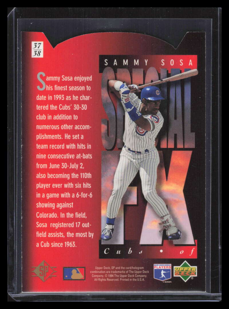 SOLD 163004 1994 SP Holoviews Die Cuts 37 Sammy Sosa