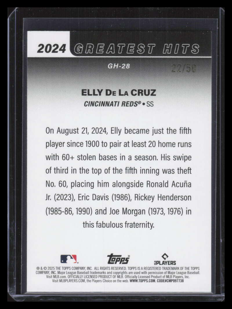 2025 Topps '24 Greatest Hits Gold Foil gh28 Elly De La Cruz 22/50