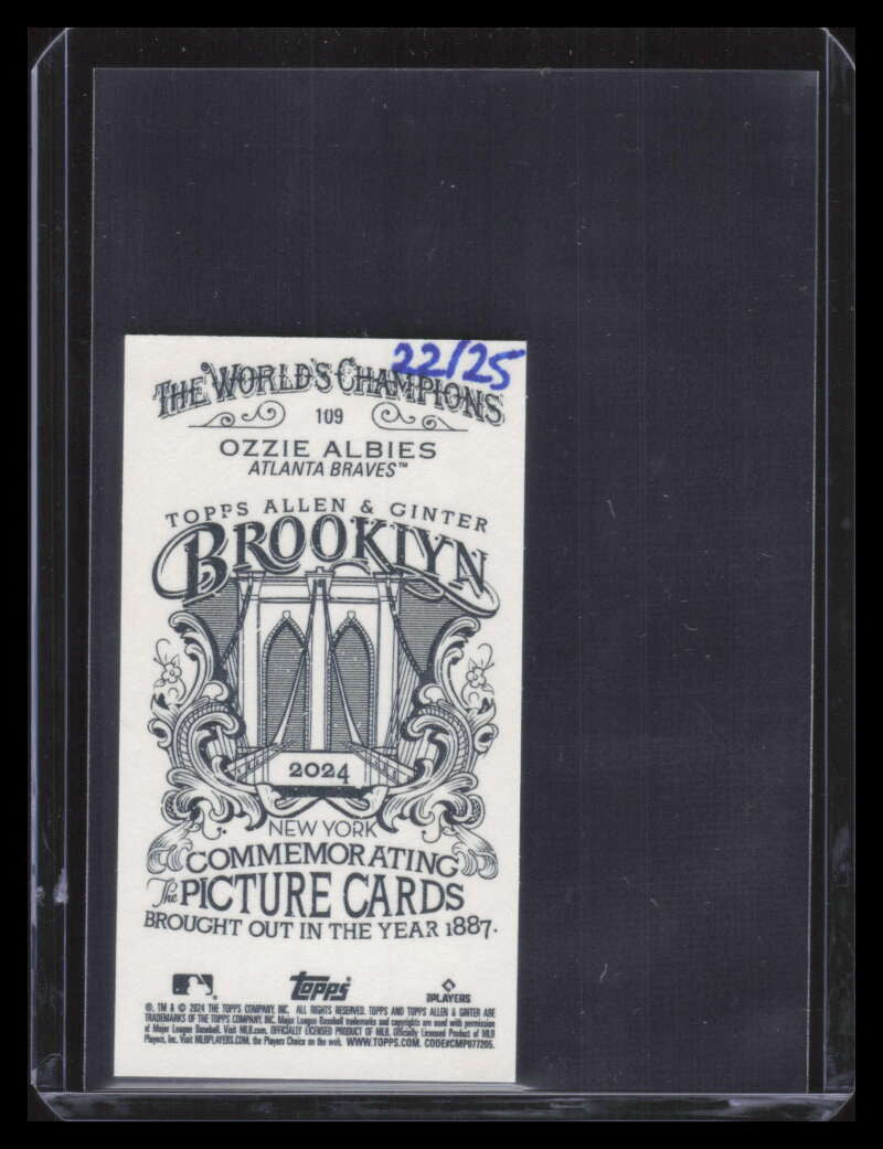 2024 Topps Allen and Ginter Mini Brooklyn Back 109 Ozzie Albies 22/25