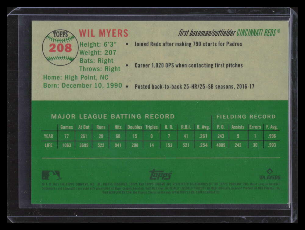 2023 Topps Chrome Platinum Anniversary Red Lava Refractor 208 Wil Myers 5/5