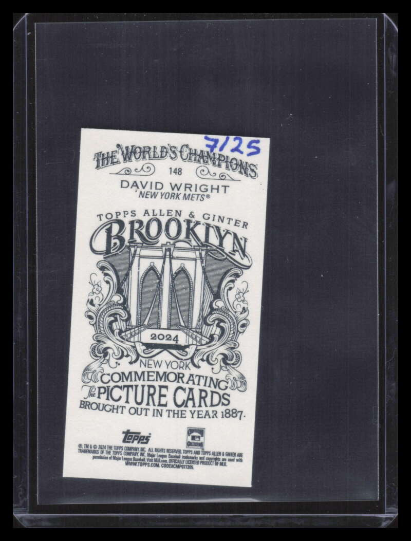 DELETE 163061 2024 Topps Allen and Ginter Mini Brooklyn Back 148 David Wright 7/25