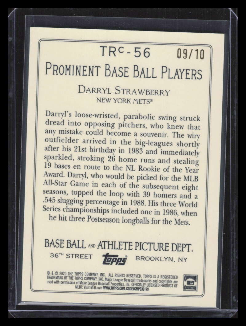 DELETE 163074 2020 Topps Turkey Red Chrome Green Refractor trc56 Darryl Strawberry 9/10